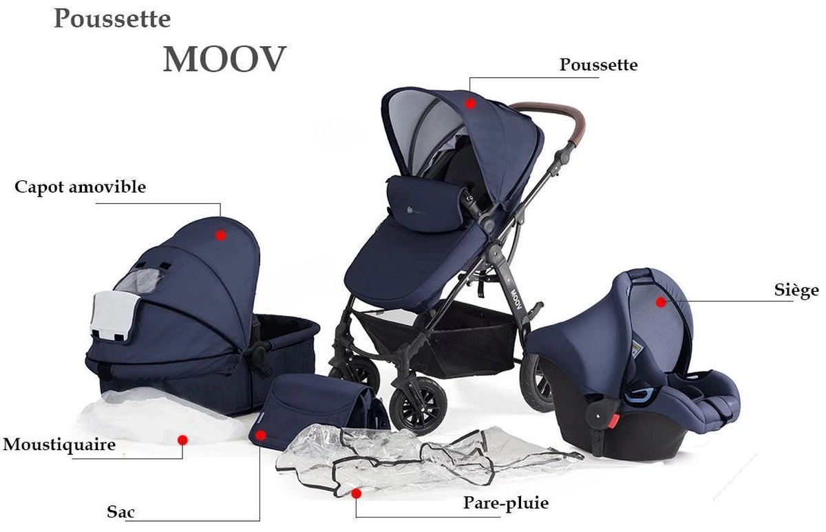 Kinderkraft Moov 3 In 1 Kinderwagen - Inclusief Autostoel - Navy - Image 13