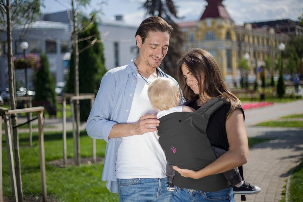 Praktische Draagzak Baby - Donkergrijs - Babydrager - Buikdrager En Rugdrager - Opbergtas Inbegrepen - Image 2