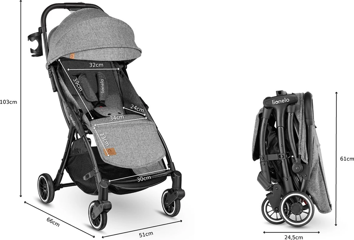 Lionelo Buggy Julie One - Kinderwagen Premium - Automatisch Opvouwen - Wandelwagen Tot 22 Kg - Comfortabele Zitje - Afbeelding 4