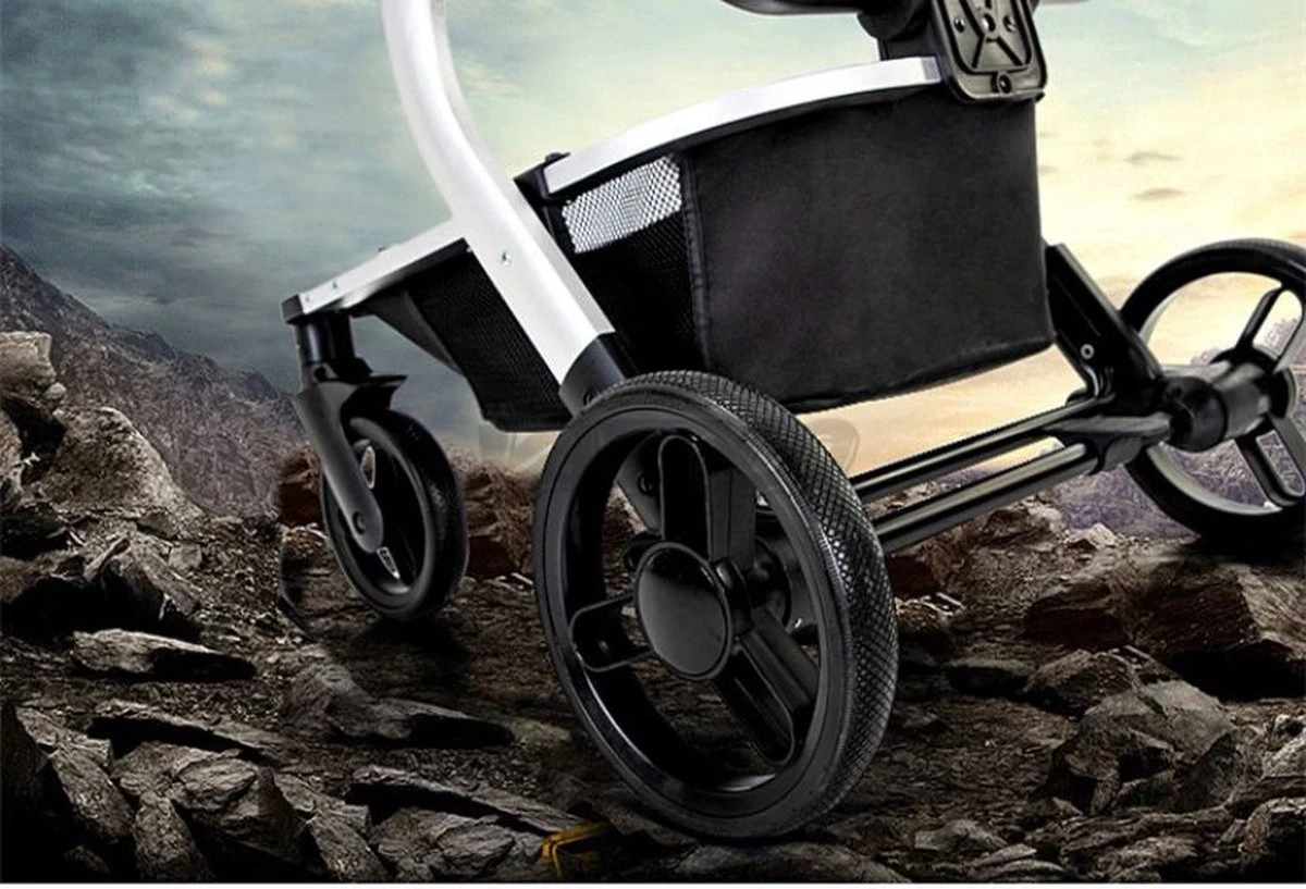 Merkloos BrightWise Luxe Kinderwagen 3 In 1 Voldoet Aan Alle Europese Veiligheidscertificaten - Wandelwagen - Kinderwagen 3-in-1 Incl Autostoel - Kinderwagen Maxi Cosi – Buggy 3 In 1 - Newborn - Leer - Grijs - Image 7