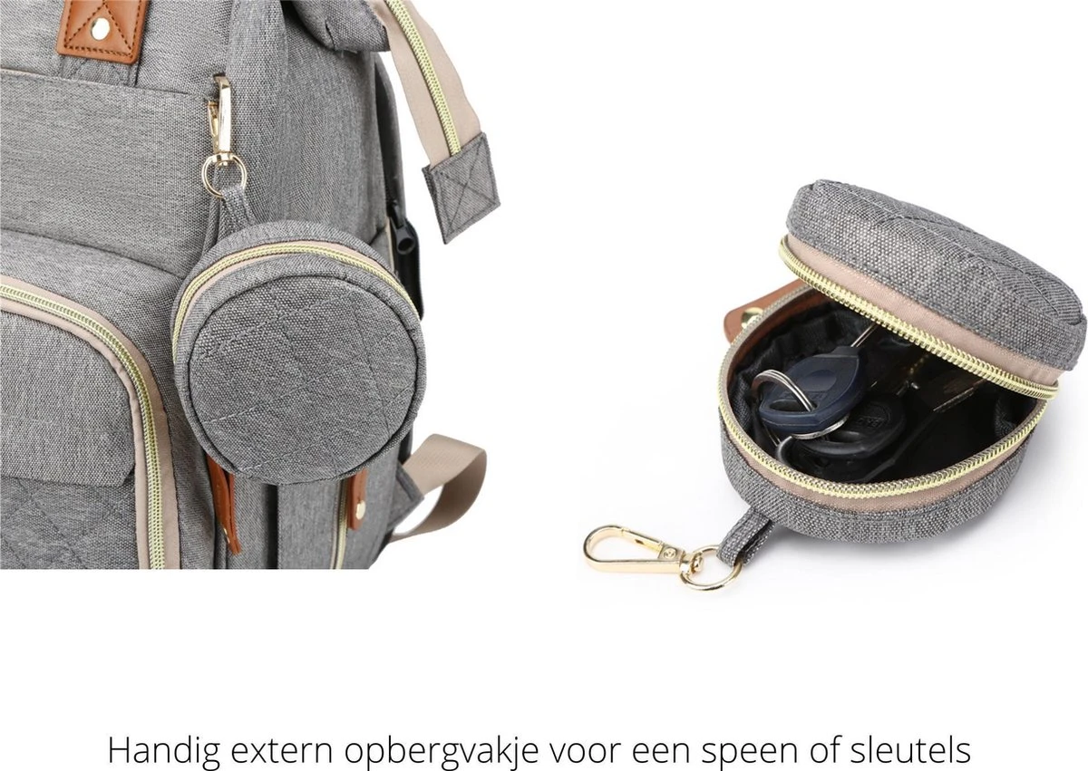Humpy Dumpy Stijlvolle Luiertas Rugzak (Zwart) Met Uitschuifbaar Verschoon/ Slaap Bedje. Incl. Verschoon Matje, USB Poort & Buggy Straps - Afbeelding 10