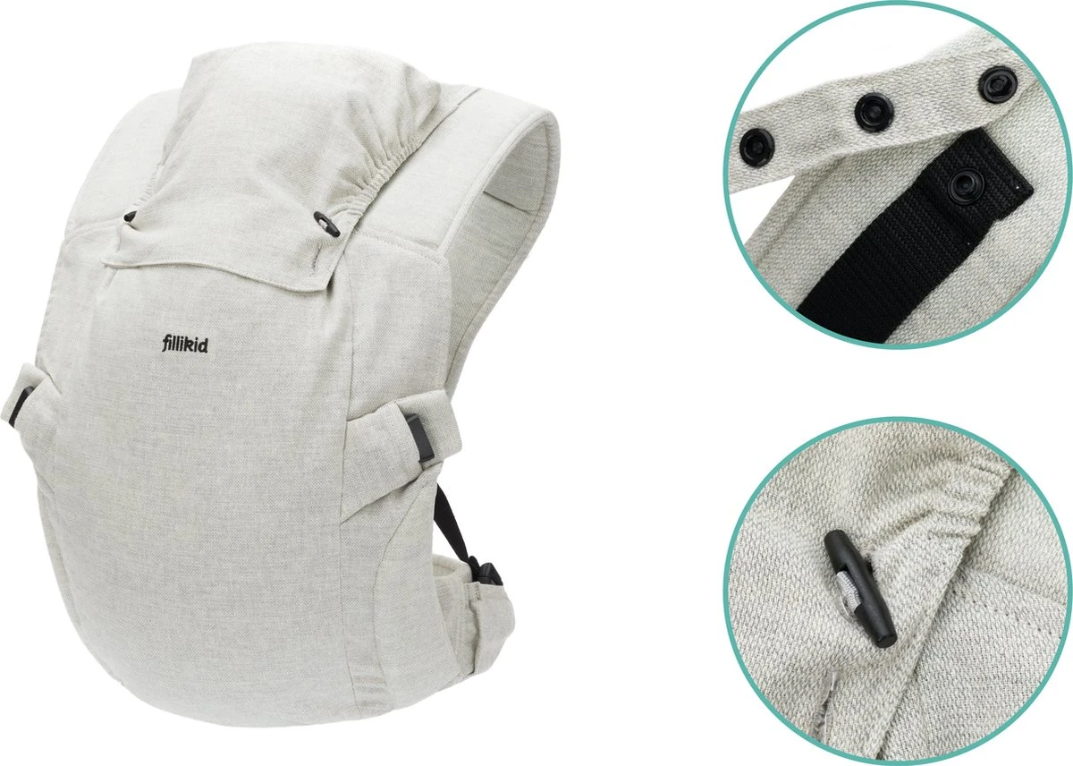 Fillikid Premium Draagzak - 2 In 1 - Ergonomisch - EU Gecertificeerd - Natural Sand - Ontworpen Met Draagconsulent - Image 3