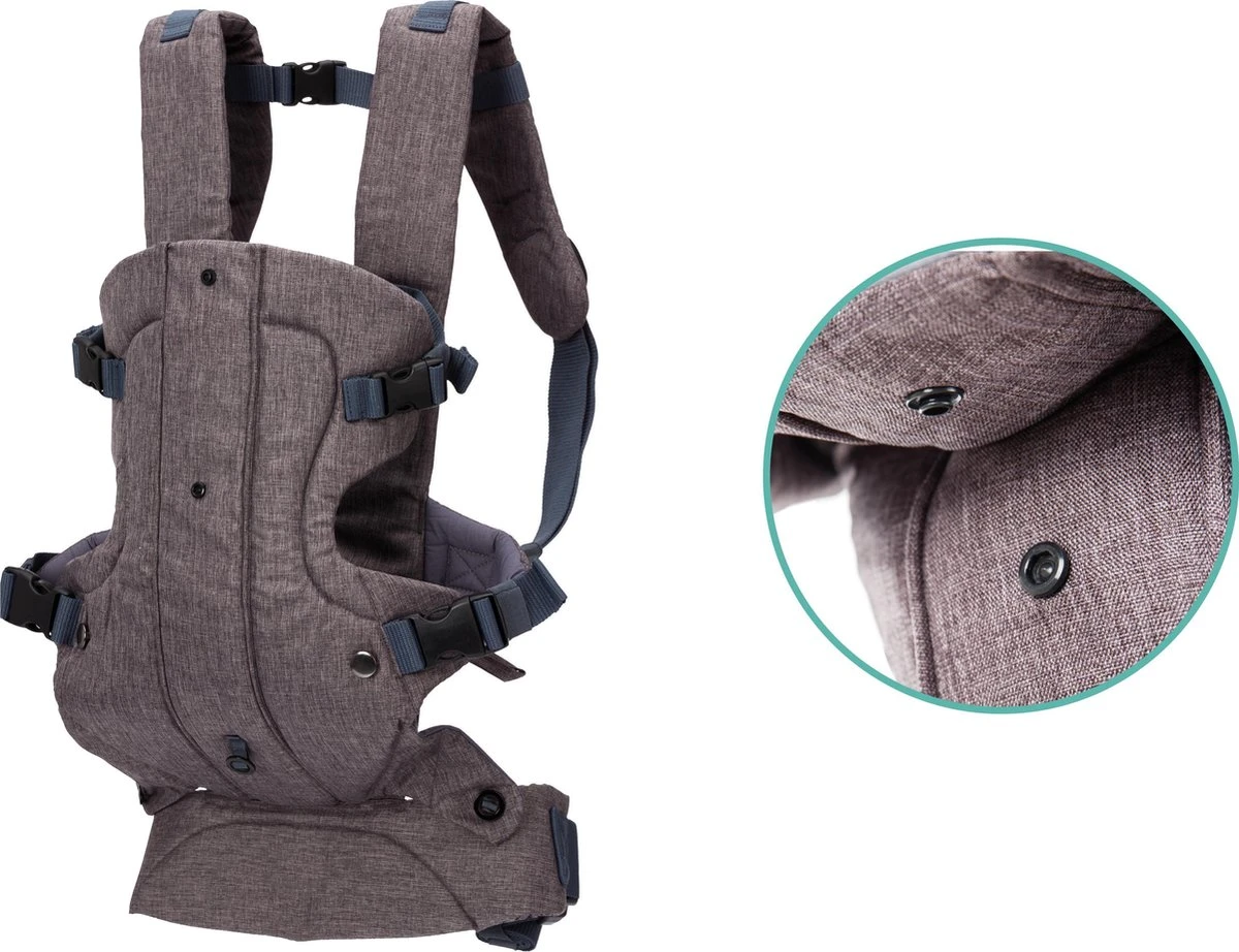 Fillikid Baby Draagzak 4 In 1 Ergonomisch - Buikdrager - Rugdrager - Multifunctioneel - Grijs - Image 4