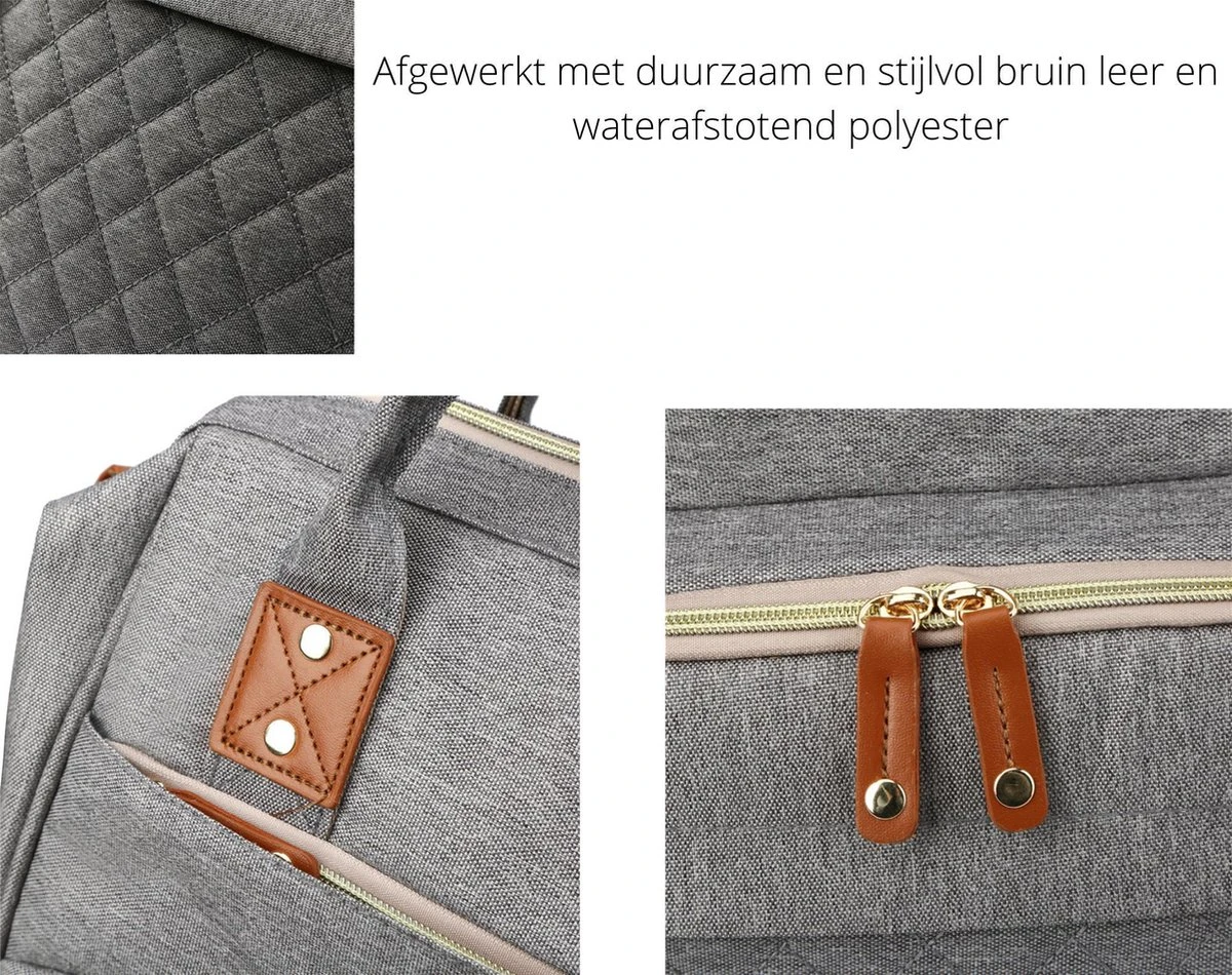 Humpy Dumpy Stijlvolle Luiertas Rugzak (Zwart) Met Uitschuifbaar Verschoon/ Slaap Bedje. Incl. Verschoon Matje, USB Poort & Buggy Straps - Afbeelding 7