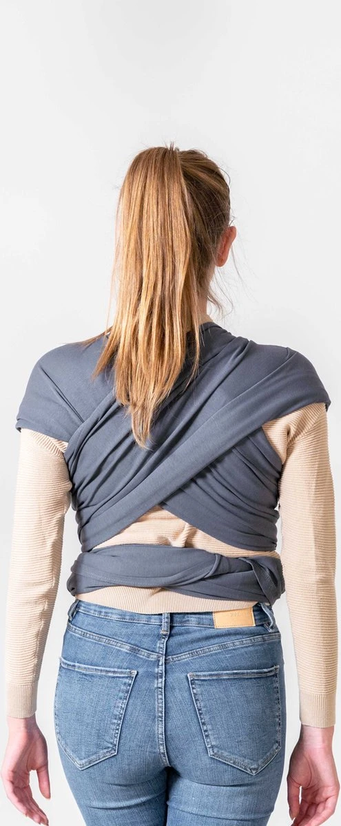 ByKay - Draagdoek - Rekbaar - DonkerGrijs - Antraciet - Maat L - Organic Katoen - Stretchy Wrap Deluxe - 3 Jaar - Buik - Heup - Image 2