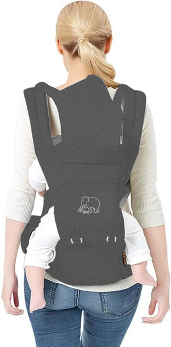 Deryan Pack Luxe Ergonomische Draagzak Babydrager + Opbergvakjes Grijs - Image 8