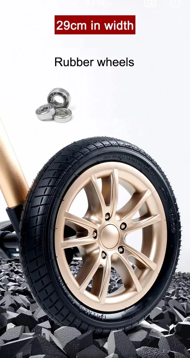 Merkloos Luxe Multi-functionele 3 In 1 Kinderwagen - Kwalitatieve Buggy - Opklapbare Wandelwagen - Khaki - Afbeelding 2