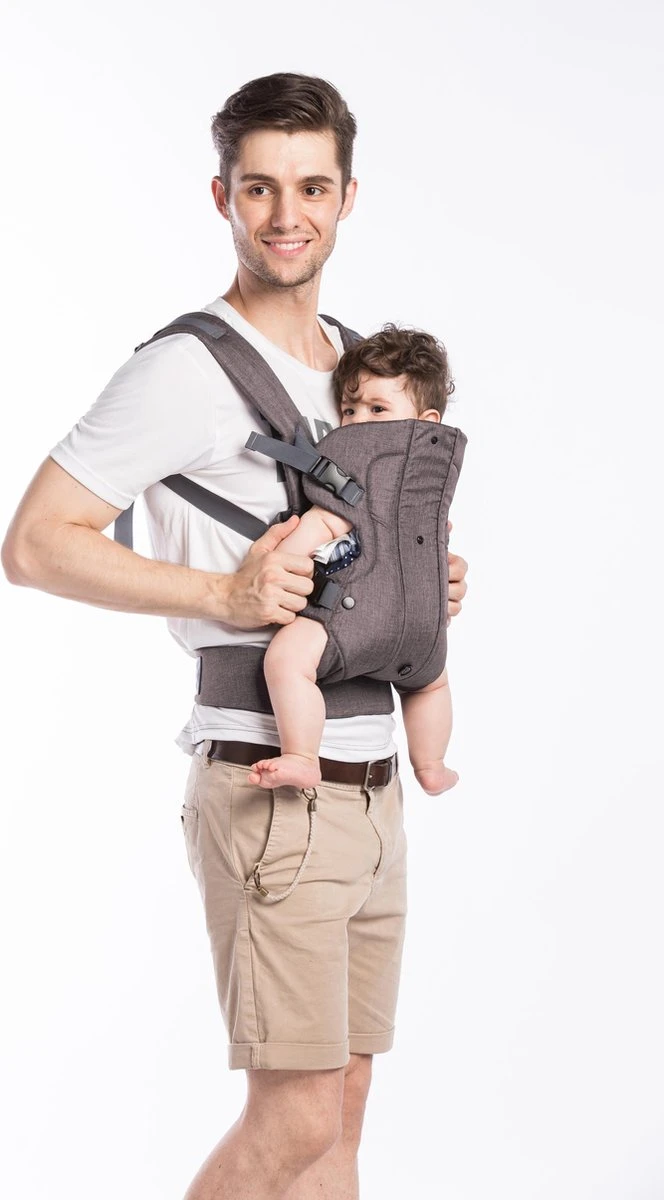 Fillikid Baby Draagzak 4 In 1 Ergonomisch - Buikdrager - Rugdrager - Multifunctioneel - Grijs - Image 6