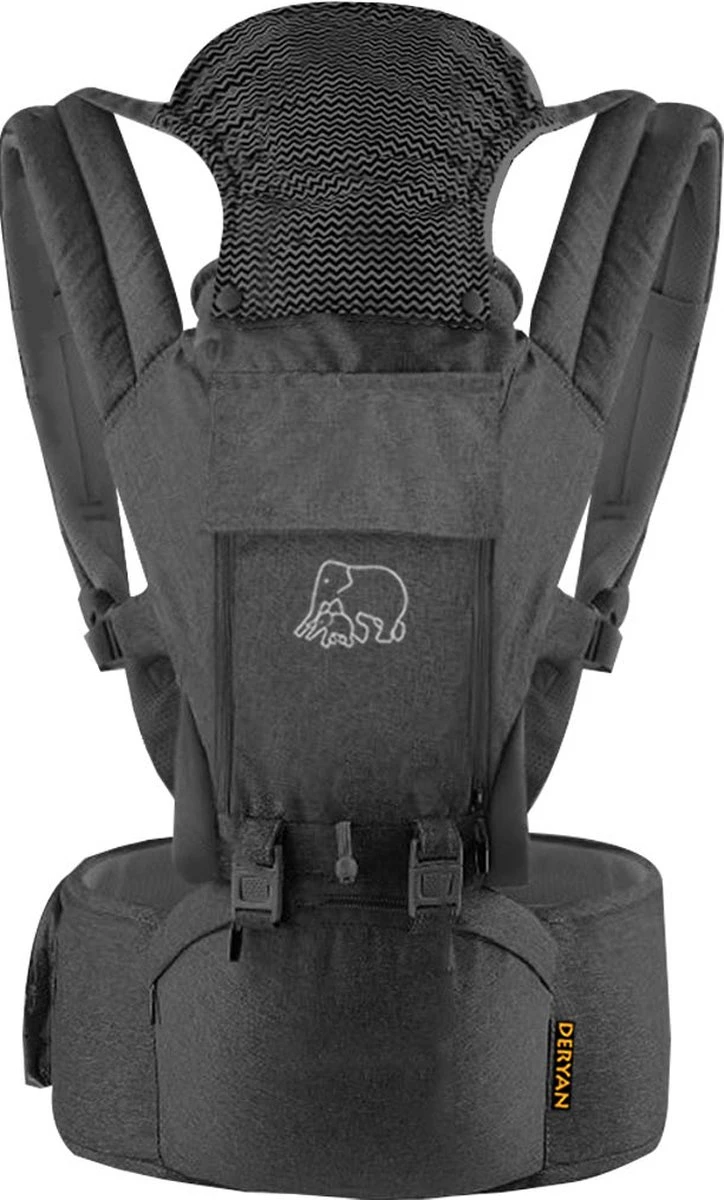 Deryan Pack Luxe Ergonomische Draagzak Babydrager + Opbergvakjes Grijs - Image 6