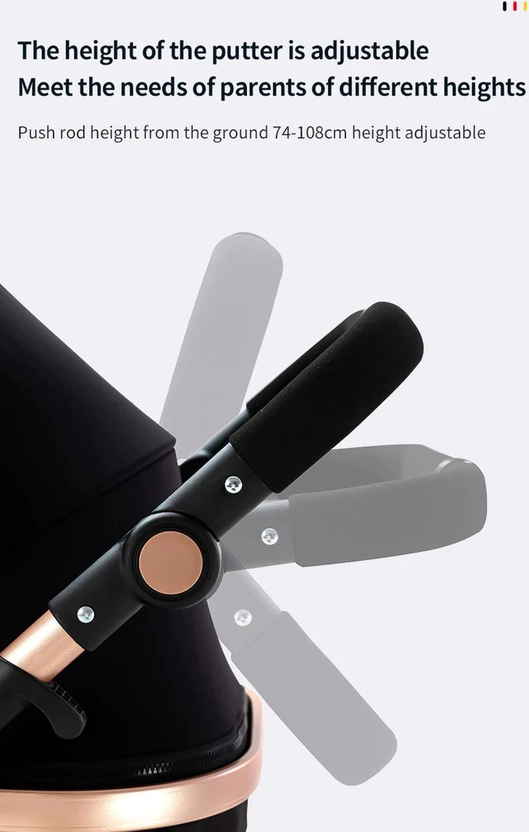 Luxe Kinderwagen 3 In 1 - Wandelwagen - Kinderwagen 3-in-1 Incl Autostoel - Kinderwagen Maxi Cosi – Buggy 3 In 1 - Newborn - Grijs - Image 6