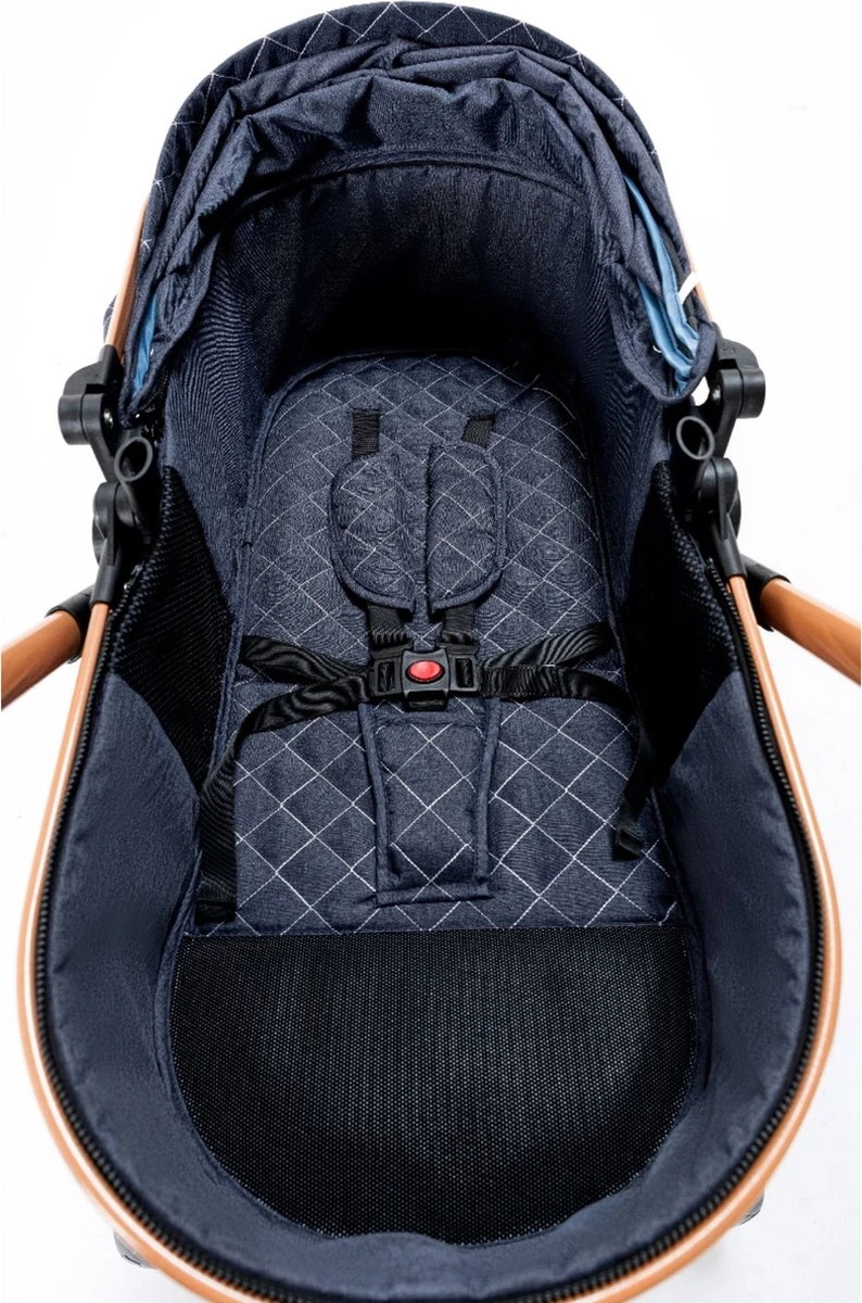 Merkloos Kinderwagen 3-in-1 – Luxe Kinderwagen - Buggy – Wandelwagen - Multifunctioneel – Opklapbaar – Incl Autostoel – Blauw - Image 8