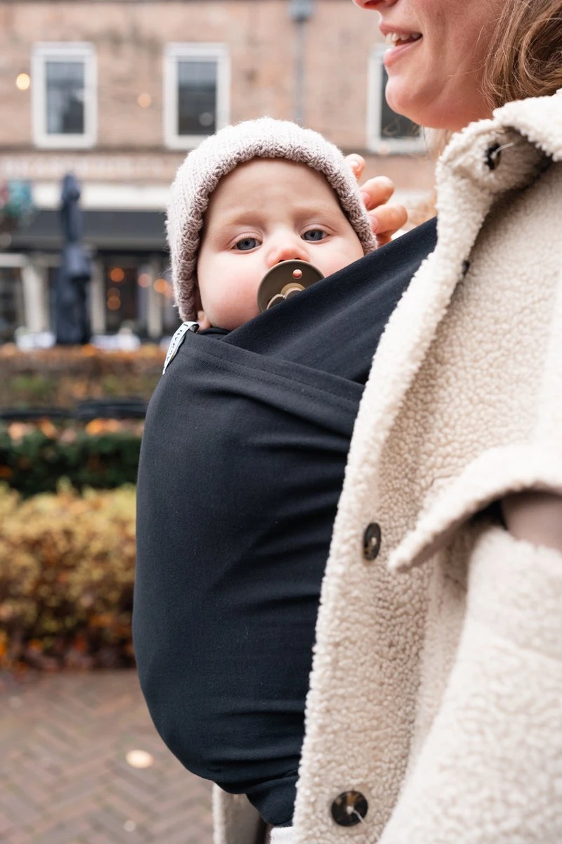ByKay - Draagdoek - Rekbaar - Black - Maat M - Organic Katoen - Stretchy Wrap Deluxe - 3 Jaar - Buik - Heup - Image 4