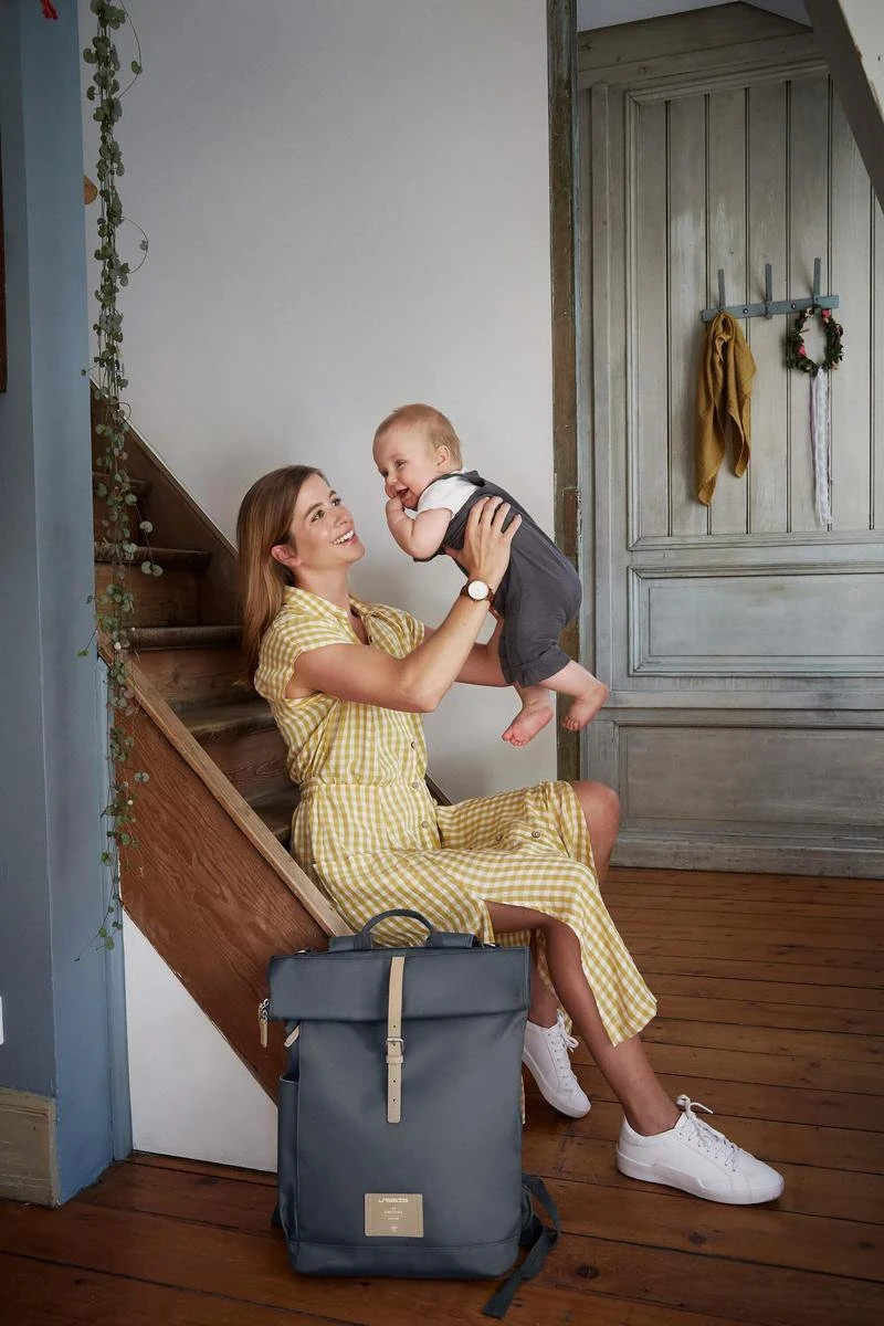 LÄSSIG Luiertas Rolltop Backpack Rugzak Incl Verschoningsmatje Antraciet - Image 6