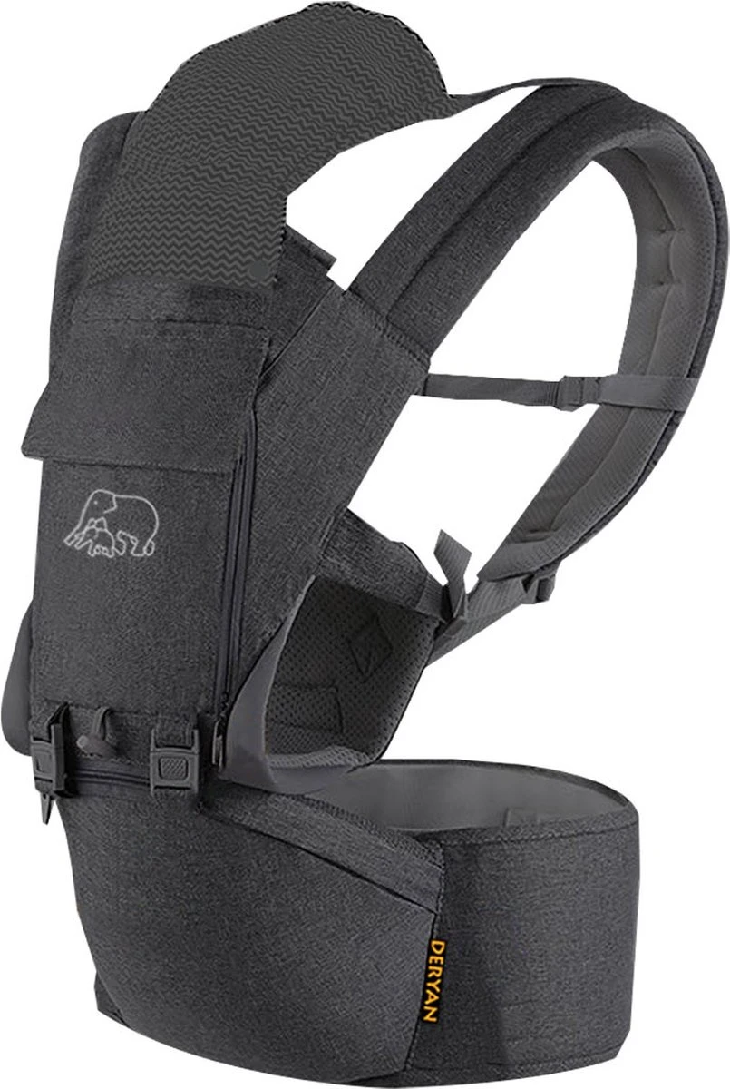 Deryan Pack Luxe Ergonomische Draagzak Babydrager + Opbergvakjes Grijs - Image 7