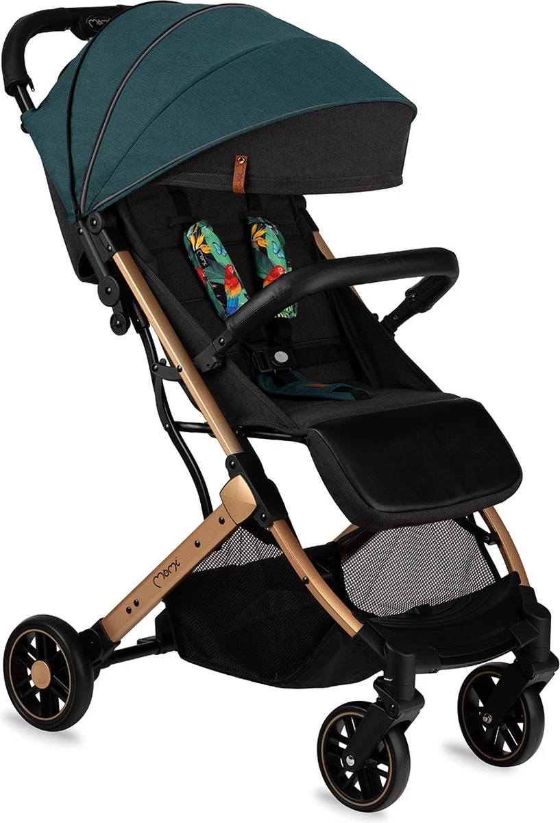 MoMi Wandelwagen - Compacte Lichtgewicht Buggy - Estelle - Green-Gold (geschikt Van 6mnd - 15kg) - Image 5