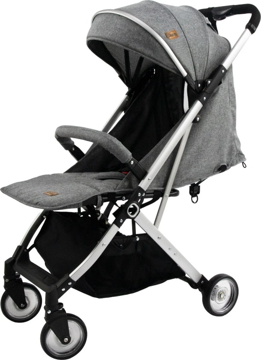 Ding Vivo Wandelwagen - Grijs/Zilver - Inklapbare Buggy - Inclusief Boodschappenmandje En Zonnekap - Afbeelding 9