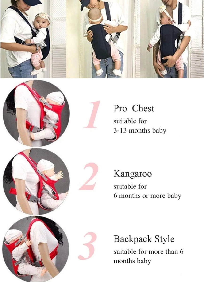 Baby Draagzak Blauw - Baby Carrier – Baby Drager Max. 15 Kg - 2 Tot 18 Maanden - Ergonomisch - Baby Draagdoek - Heupdrager - Steundrager Baby - Image 5