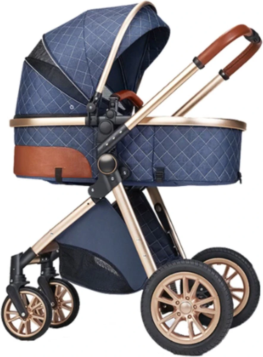 Merkloos Kinderwagen 3-in-1 – Luxe Kinderwagen - Buggy – Wandelwagen - Multifunctioneel – Opklapbaar – Incl Autostoel – Blauw - Image 9