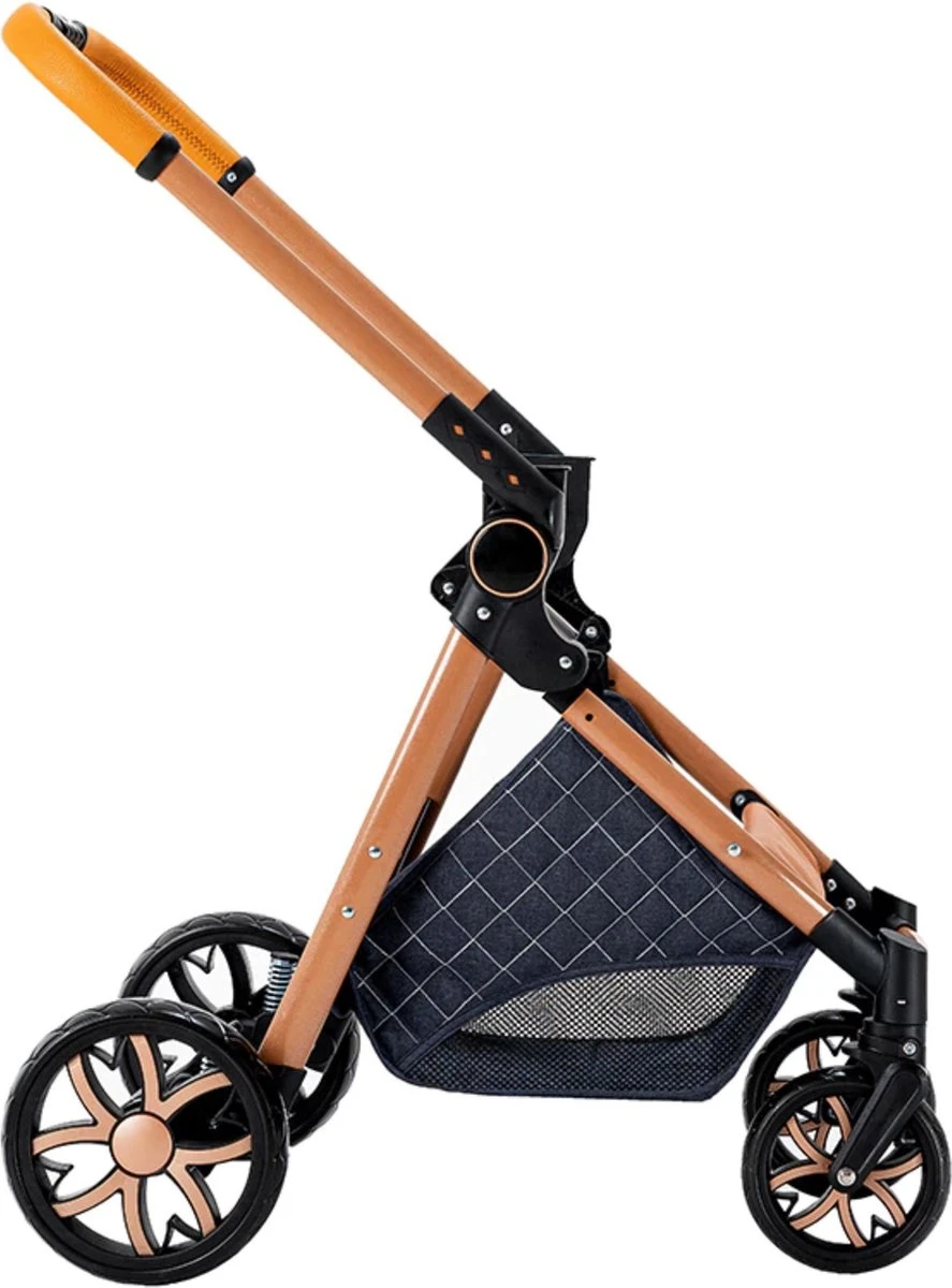 Merkloos Kinderwagen 3-in-1 – Luxe Kinderwagen - Buggy – Wandelwagen - Multifunctioneel – Opklapbaar – Incl Autostoel – Blauw - Image 7