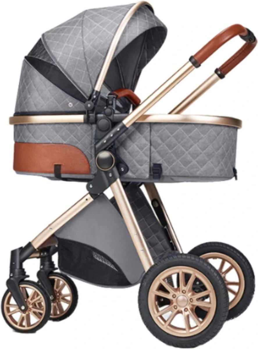 Merkloos Kinderwagen 3-in-1 – Luxe Kinderwagen - Buggy – Wandelwagen - Multifunctioneel – Opklapbaar – Incl Autostoel – Grijs - Image 8