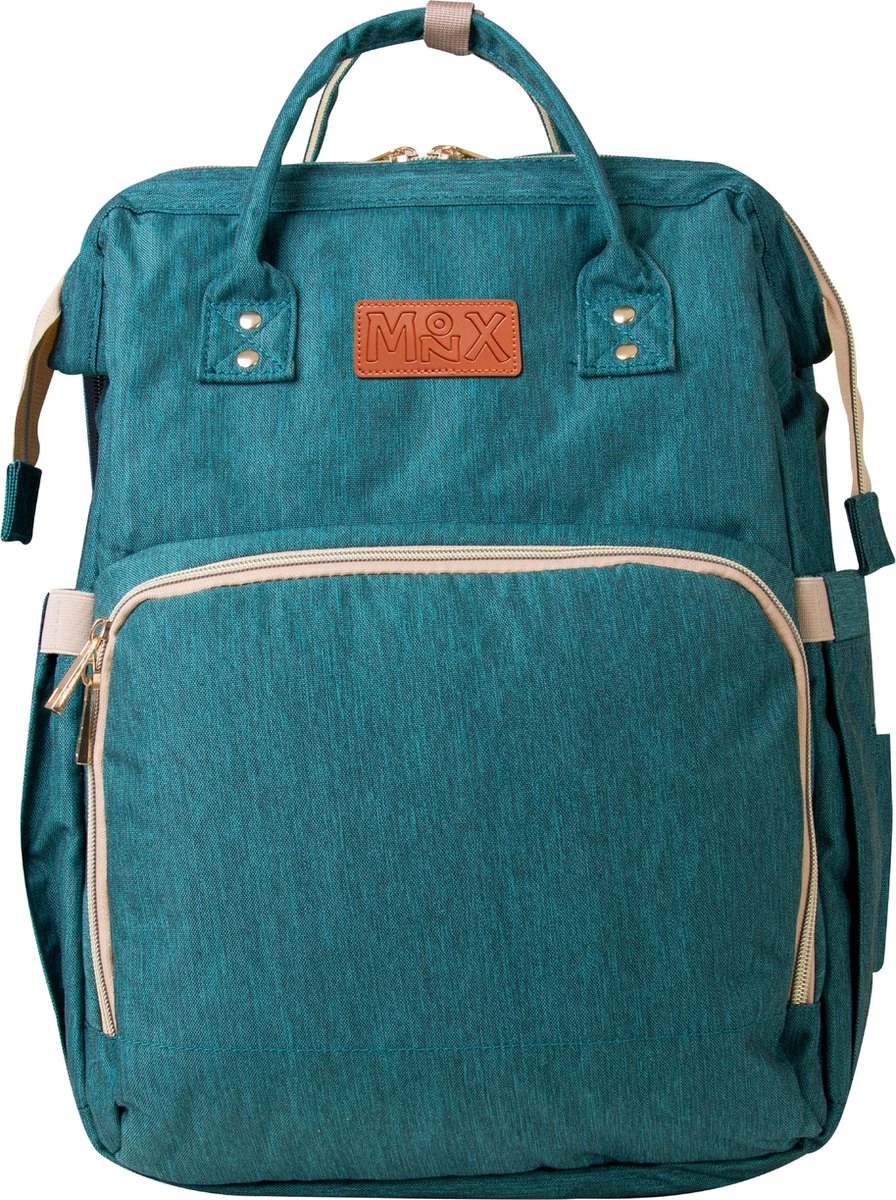 Luiertas Rugzak - Monx Luiertas Verzorgingstas Met Uitklapbaar Babybedje - Overzichtelijke Luierrugzak Extra Buggy En Kinderwagen Haken Inclusief Geïsoleerde Flessenhouder - Groen