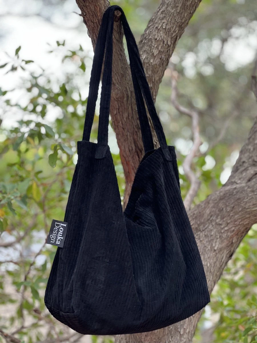 Louka Mom Bag Rib Zwart - Luiertas - Trendy Shopper - Verzorgingstas Baby - Boodschappentas Kinderwagen - Image 2