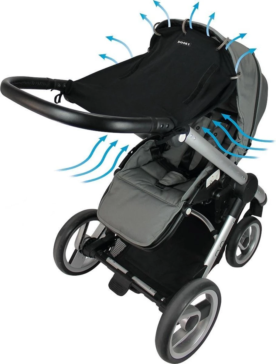 Dooky Universal Cover Zonnescherm Kinderwagen - Uni Zwart - Afbeelding 5