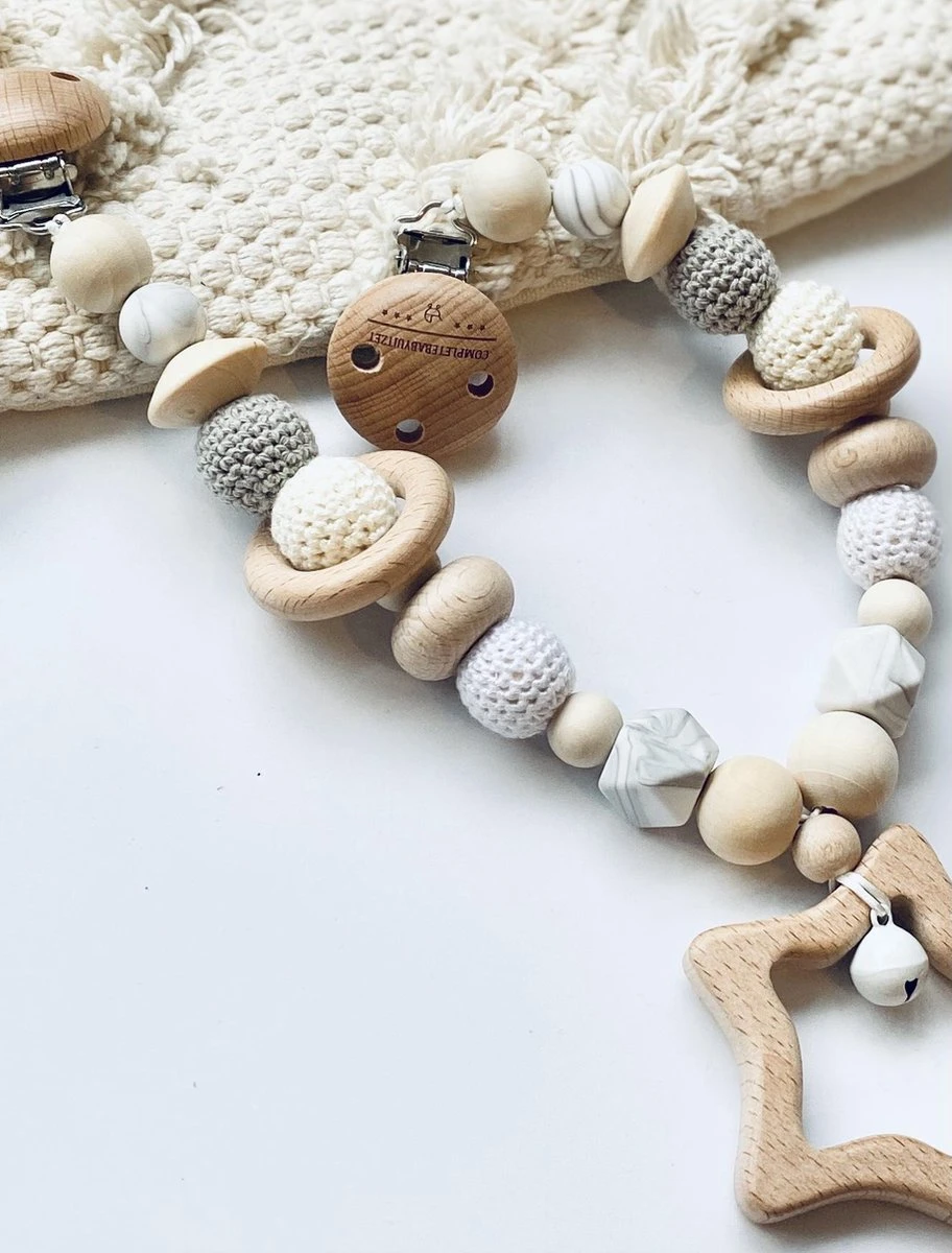 Wagenspanner Ster - Baby Wagenspanner Hout - Vrolijke Kinderwagenspanner - Eenvoudig Te Bevestigen - Kraamcadeau Voor Jongens En Meisjes - Completebabyuitzet - Baby Cadeau - Afbeelding 3