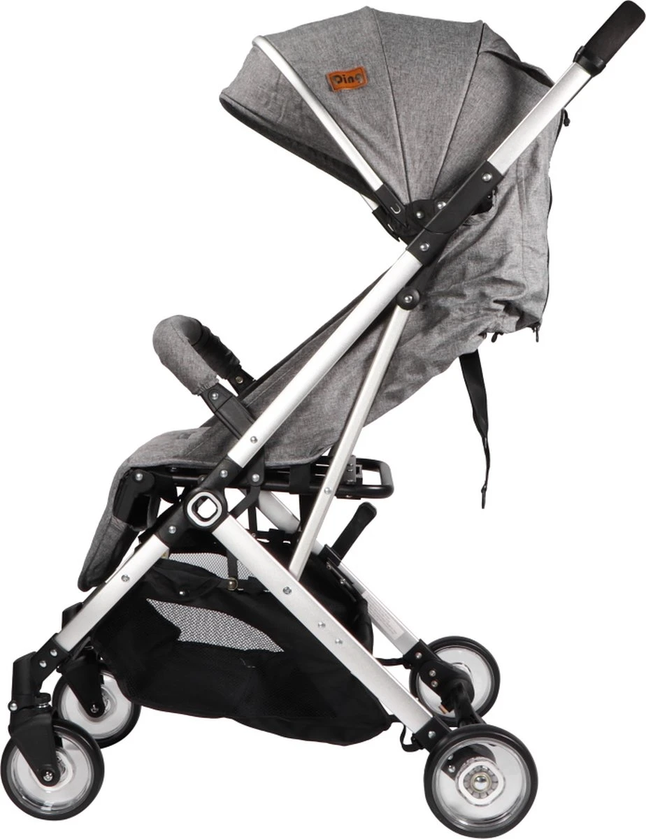 Ding Vivo Wandelwagen - Grijs/Zilver - Inklapbare Buggy - Inclusief Boodschappenmandje En Zonnekap - Afbeelding 8