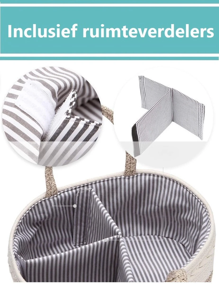 ADSafety - Luxe Katoenen Luiertas - Inclusief Uitneembare Organizer - Verzorgingstas - Opbergtas - Commode Mandje - Baby Spullen - Crème - Image 5