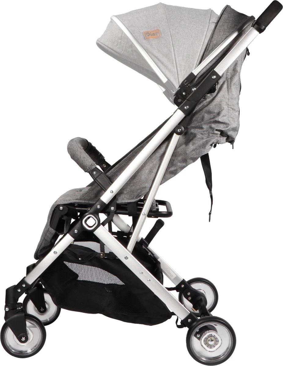 Ding Vivo Wandelwagen - Grijs/Zilver - Inklapbare Buggy - Inclusief Boodschappenmandje En Zonnekap - Afbeelding 7
