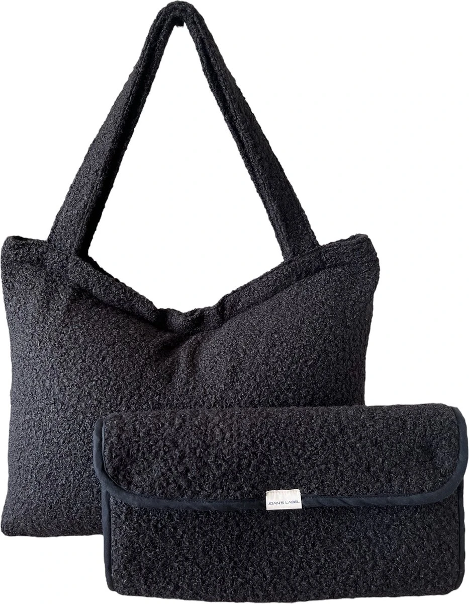 Mommy Bag / Grote Luiertas Zwart / Kinderwagen Luiertas / Teddy Set - Luiertas & Verschoonmat Joan’s Label Zwart / Baby / Met Rits