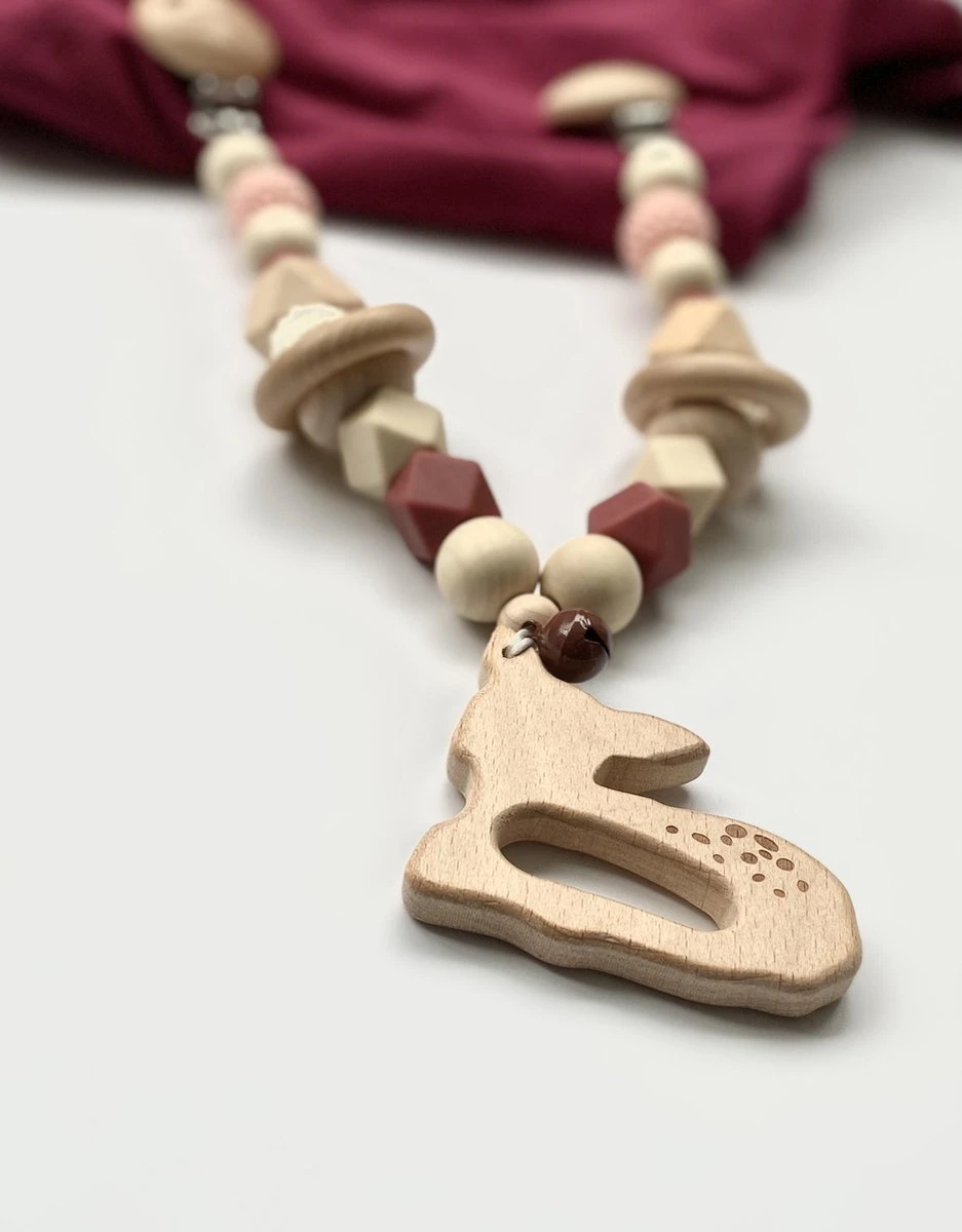 Wagenspanner Bambi Hert - Baby Wagenspanner Hout - Vrolijke Kinderwagenspanner - Eenvoudig Te Bevestigen - Kraamcadeau Voor Jongens En Meisjes - Completebabyuitzet - Musthave 2021 - Afbeelding 2