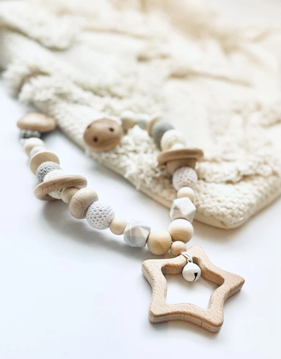 Wagenspanner Ster - Baby Wagenspanner Hout - Vrolijke Kinderwagenspanner - Eenvoudig Te Bevestigen - Kraamcadeau Voor Jongens En Meisjes - Completebabyuitzet - Baby Cadeau - Afbeelding 2