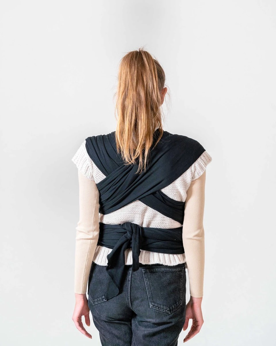 ByKay - Draagdoek - Rekbaar - Black - Maat M - Organic Katoen - Stretchy Wrap Deluxe - 3 Jaar - Buik - Heup - Image 2