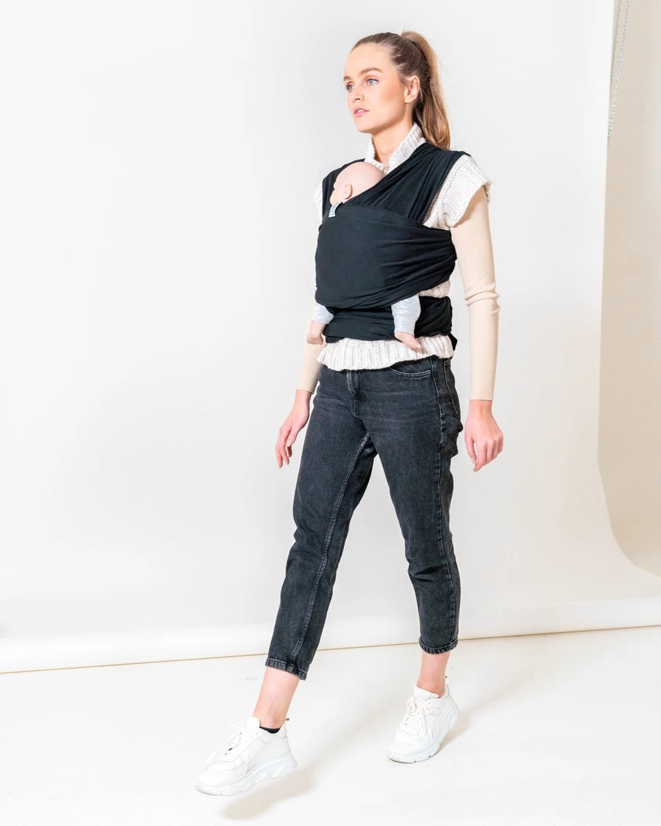 ByKay - Draagdoek - Rekbaar - Black - Maat M - Organic Katoen - Stretchy Wrap Deluxe - 3 Jaar - Buik - Heup - Image 8