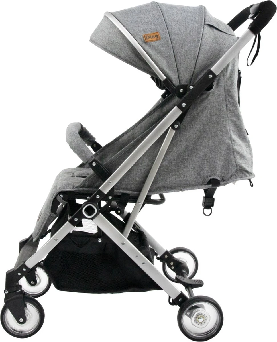 Ding Vivo Wandelwagen - Grijs/Zilver - Inklapbare Buggy - Inclusief Boodschappenmandje En Zonnekap - Afbeelding 3
